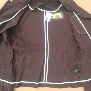 FULL SUIT Dalia 70s vibe brown pant suit collarless blazer jacket wide l…